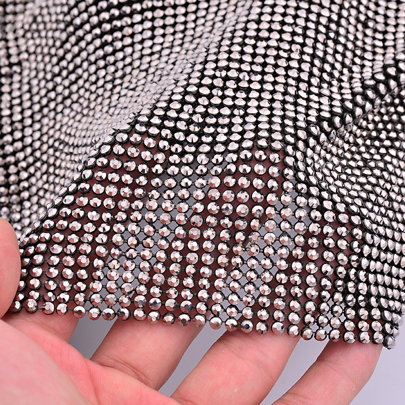 JUNAO 45*120cm Black Gold Crys - Crystal Mesh Fabric ulasan dan harga