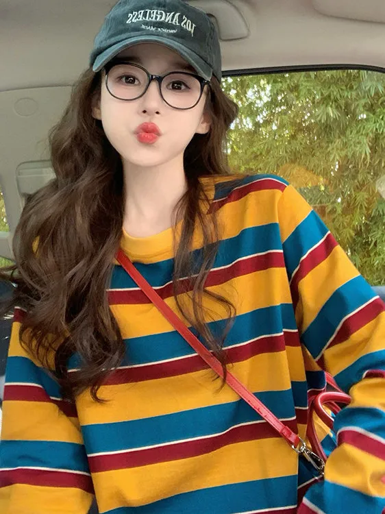 Women Color Block Striped Long - Embellish Knit ulasan dan harga