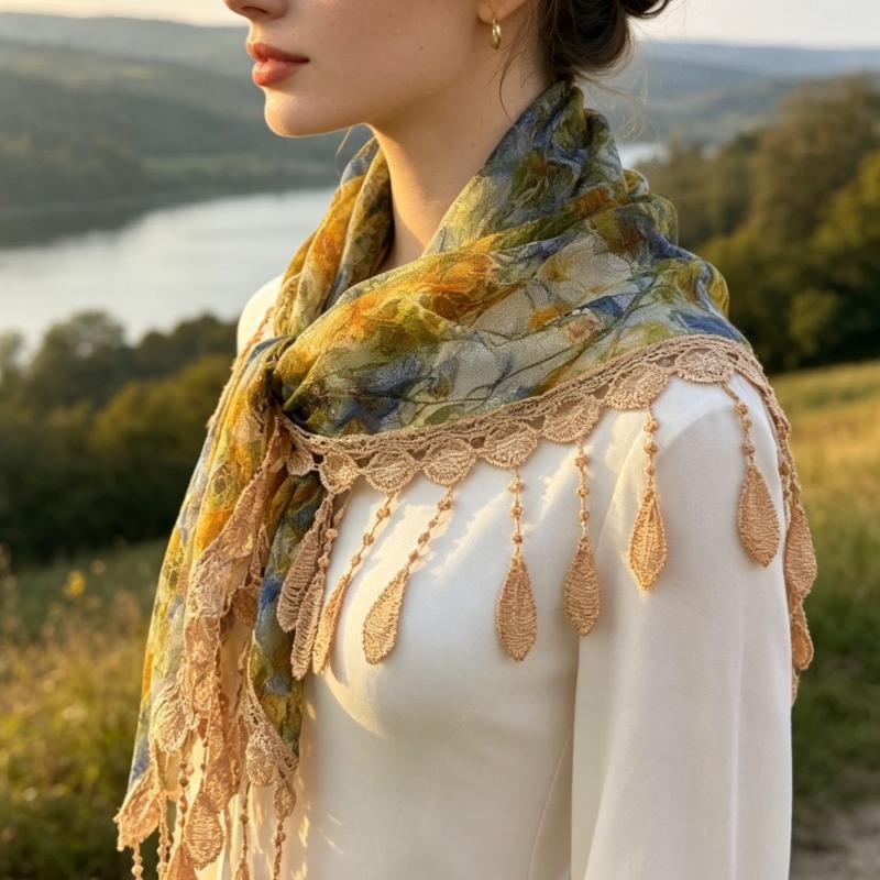 Bohemian Tassel Triangle Scarf - Tassel Fringe Trim ulasan dan harga