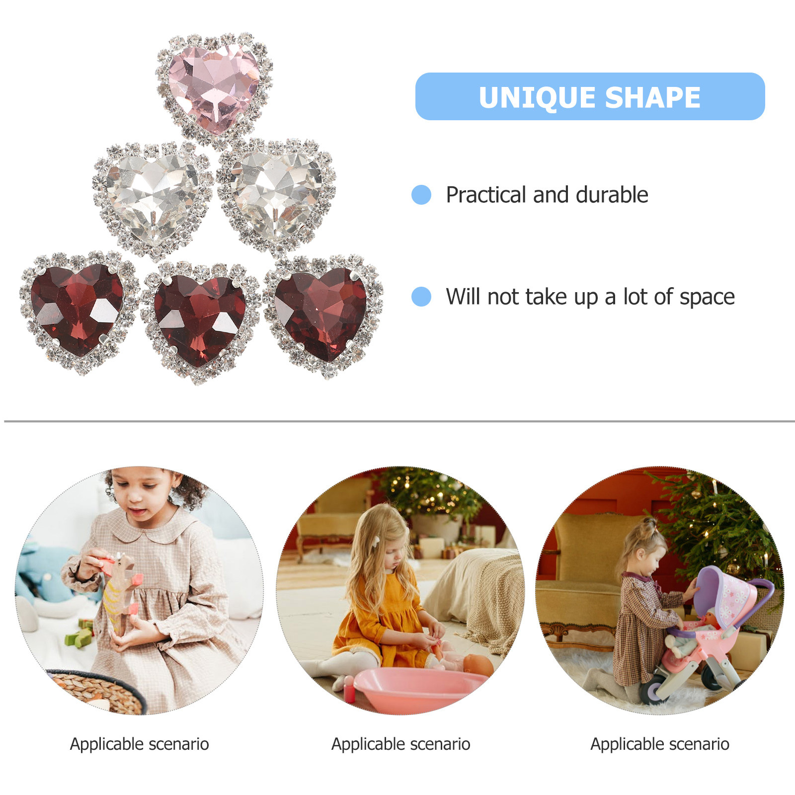 30Pcs Heart Sewing Rhinestone  - Embellishment Glue Craft ulasan dan harga